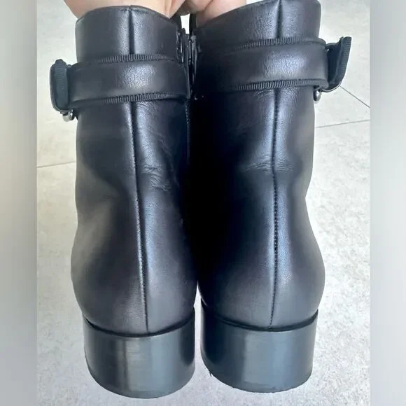 CHRISTIAN LOUBOUTIN Calfskin Ecritoir Black Flat Ankle Boots size 38 - Picture 7 of 12